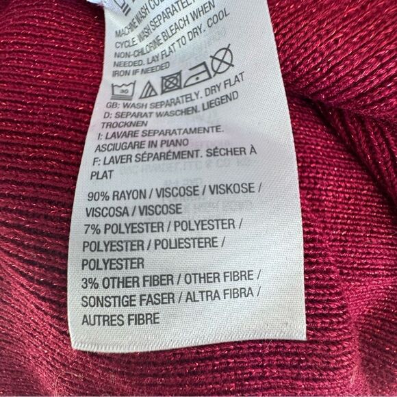 Belle by Kim Gravel Red Cardigan Metallic Thread Ruffle Zip Up SZ M NWT - Picture 15 of 16